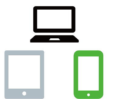 ノートパソコン、タブレット、スマートフォンのイラスト