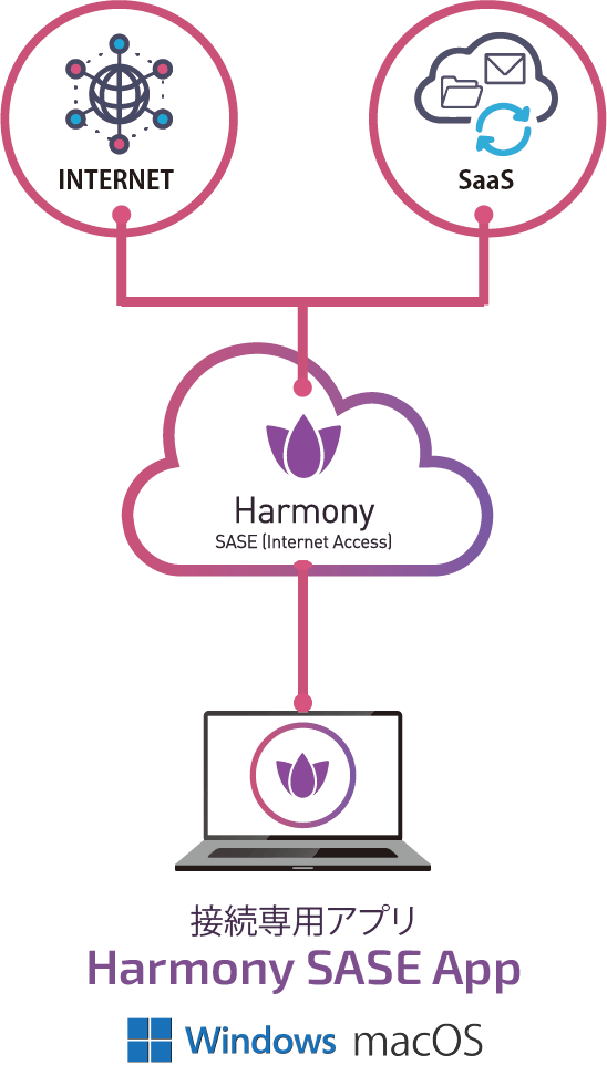 Harmony SASE インターネットアクセスの概要図